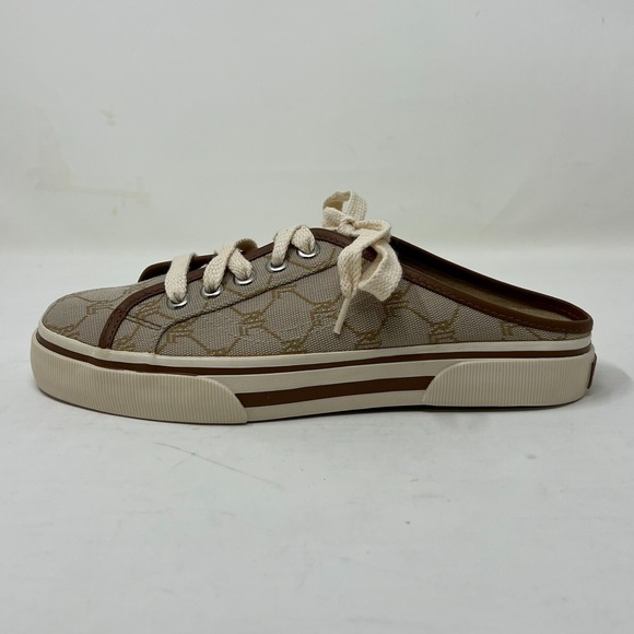 Ralph Lauren Cissy Camel Signature Fabric Mule Sneaker Women's Size 8.5B VTG NEW - Picture 6 of 14